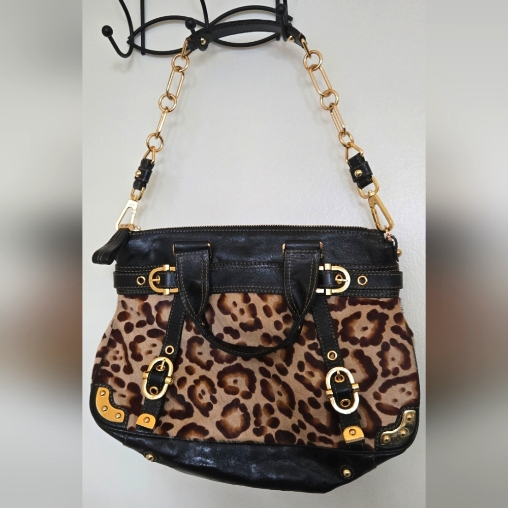 Rafe New York Leopard Print Buckle Leather Shoulder Bag